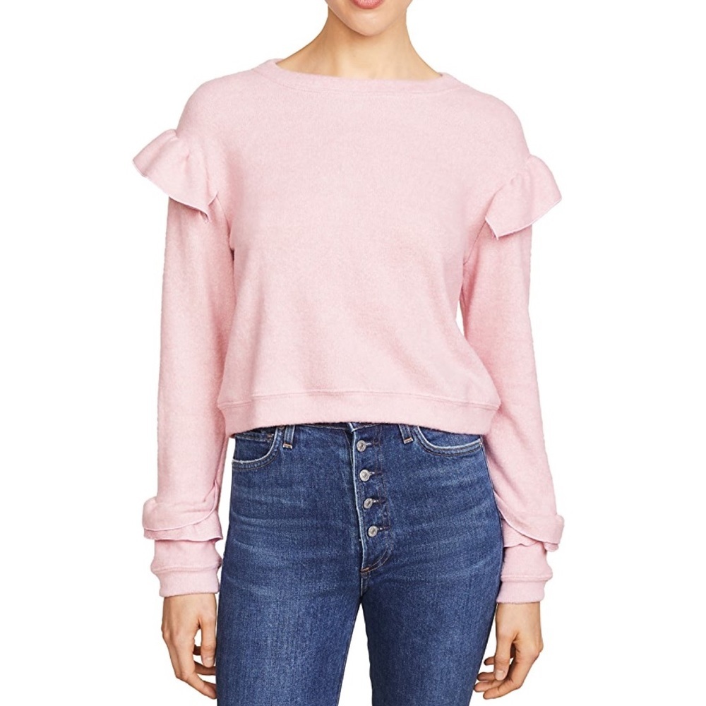Leyden Ruffle Sleeve Sweater in Pink Size XL NWT